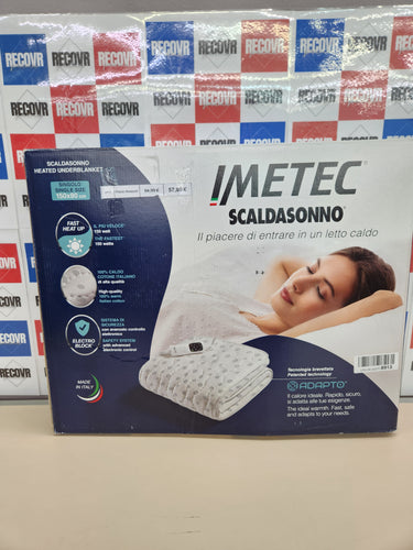 Imetec Adapto Calientacamas individual 150x80 cm, 100% algodón, tecnología patentada, rápido calentamiento, sistema de protección Electro Block, 2 mandos con 6 niveles de temperaturas